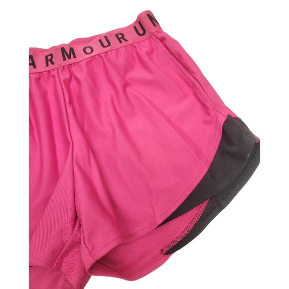 Lot of 2 Under Armour Women's Play Up Shorts XS Gray HeatGear Loose & Pink/Black - Picture 7 of 12